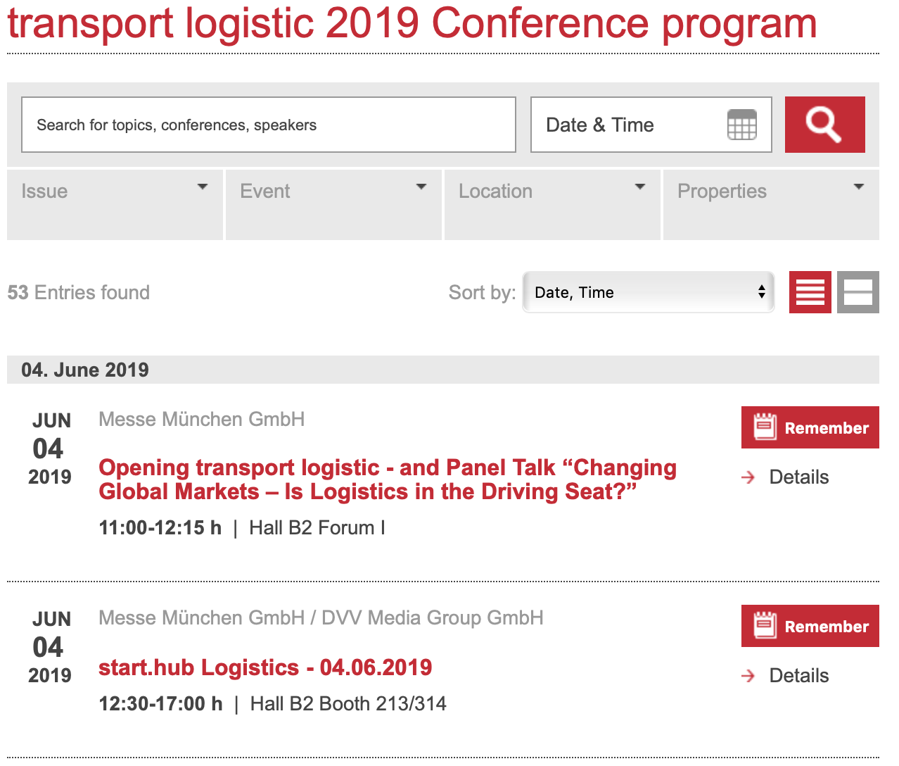 Transport Logistic and  Air Cargo Europe conference programme 2019
