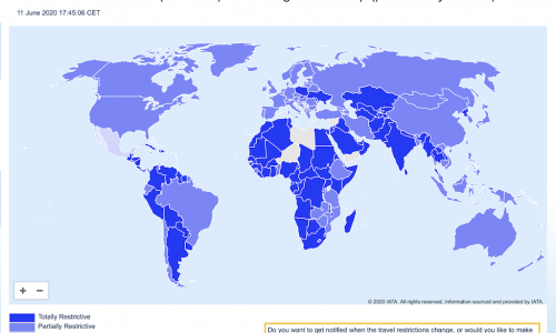 IATA interactive map for global Covid-19 entry regulations by country