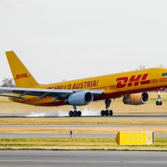 DHL Express flight of new cargo airline DHL Air Austria